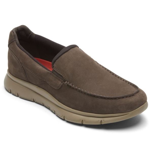 ROCKPORT MEN'S PRIMETIME MOC SLIP-ON-JAVA NUBUCK