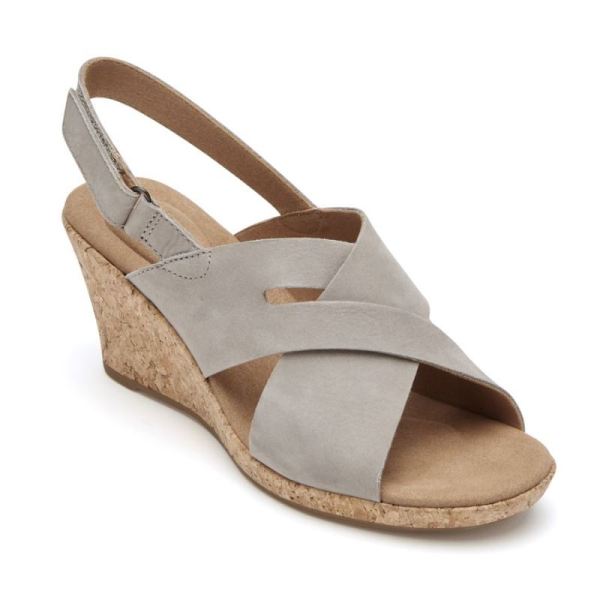 ROCKPORT WOMEN'S BRIAH SLOT SLINGBACK SANDAL-DOVE NUBUCK