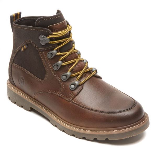 ROCKPORT MEN'S STRICKLAND CHUKKA BOOT-WATERPROOF-TAN LEATHER/CHOCOLATE SUEDE