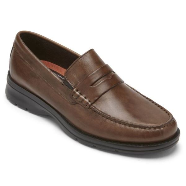 ROCKPORT MEN'S PALMER PENNY LOAFER-COGNAC ANTIQUE