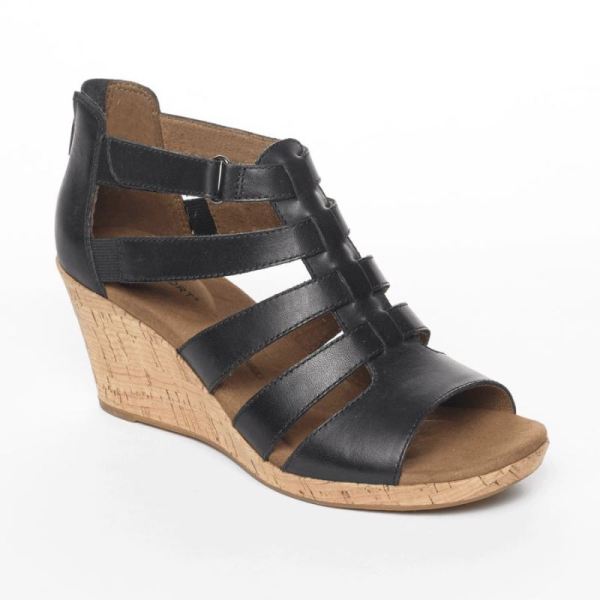ROCKPORT BRIAH GLADIATOR SANDAL-BLACK LEATHER