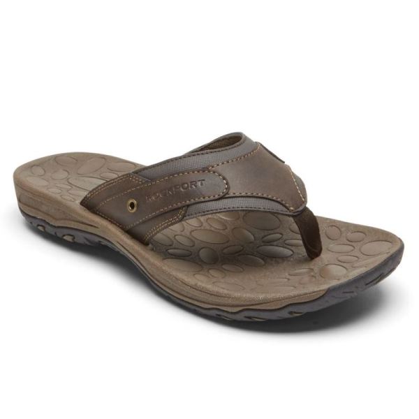 ROCKPORT MEN'S HAYES THONG SANDAL-BROWN