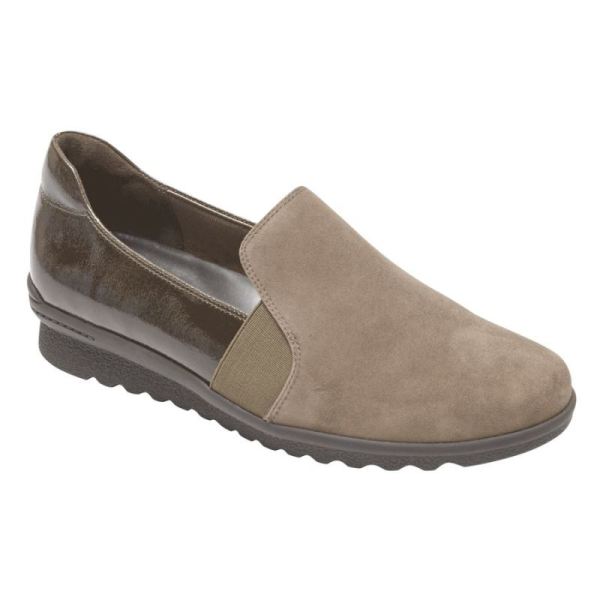 ROCKPORT TRUFLEX CHENOLE SLIP-ON-OLIVE GREY SUEDE