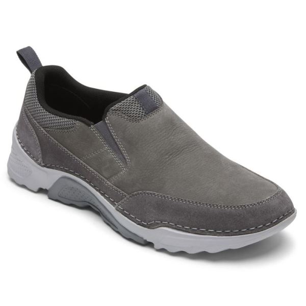 ROCKPORT MEN'S ROCSPORTS SLIP-ON-STEEL GREY LEATHER/SUEDE