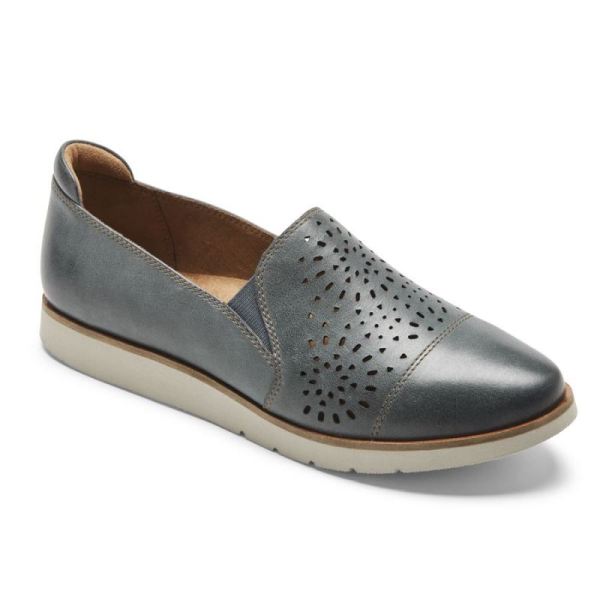 ROCKPORT WOMEN'S COBB HILL LACI TWIN-GORE SLIP-ON-TEAL LEATHER
