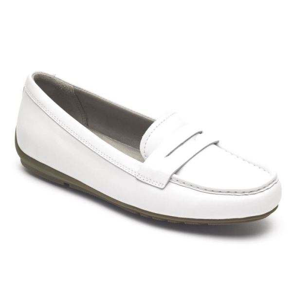 ROCKPORT WOMEN'S TOTAL MOTION DRIVER PENNY LOAFER-WHITE