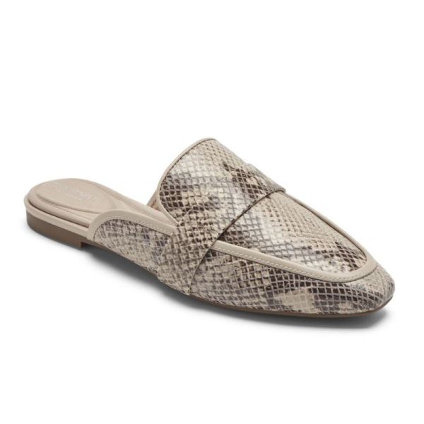 ROCKPORT WOMEN'S TOTAL MOTION LAYLANI SLIDE LOAFER-TAUPE SNAKESKIN