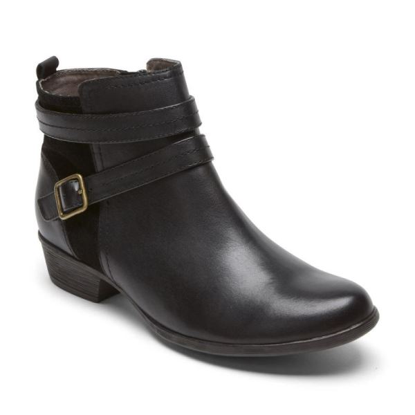 ROCKPORT WOMEN'S CARLY STRAP BOOT-BLACK