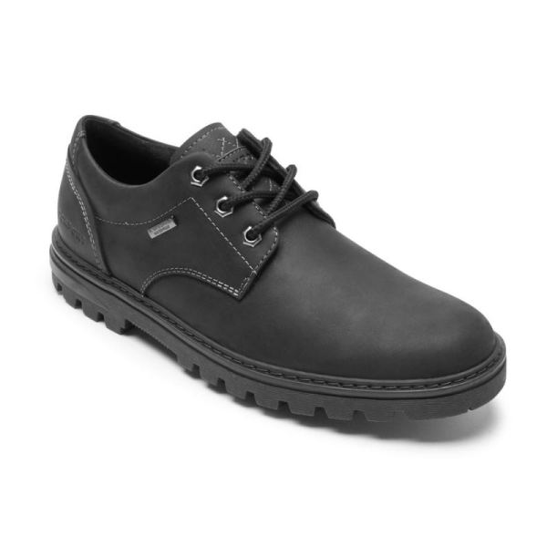 ROCKPORT MEN'S WEATHER OR NOT OXFORD-WATERPROOF-BLACK LEATHER