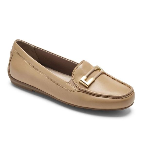 ROCKPORT WOMEN'S TOTAL MOTION DRIVER ORNAMENT LOAFER-MACADAMIA