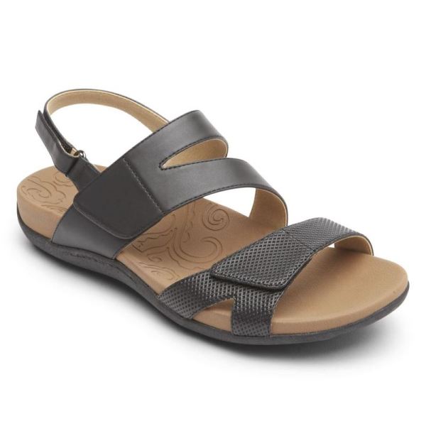 ROCKPORT WOMEN'S RIDGE ADJUSTABLE ASYMMETRICAL SANDAL-BLACK