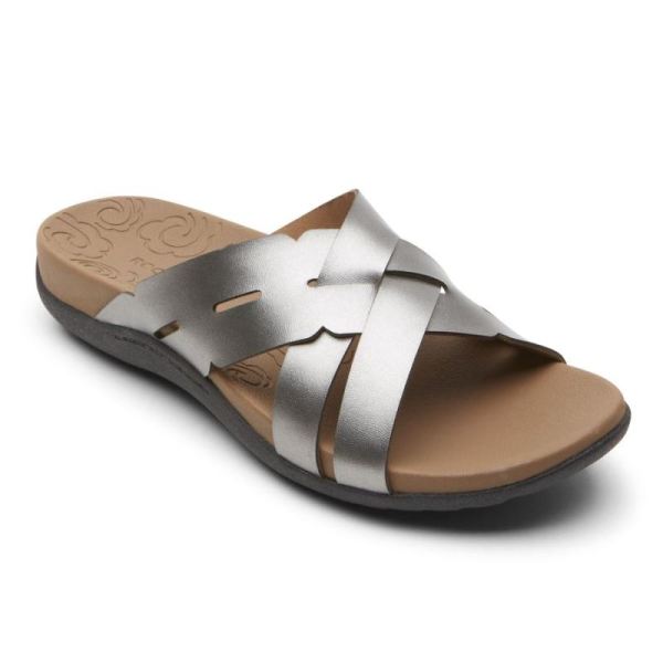 ROCKPORT WOMEN'S RIDGE WOVEN SLIDE-PEWTER