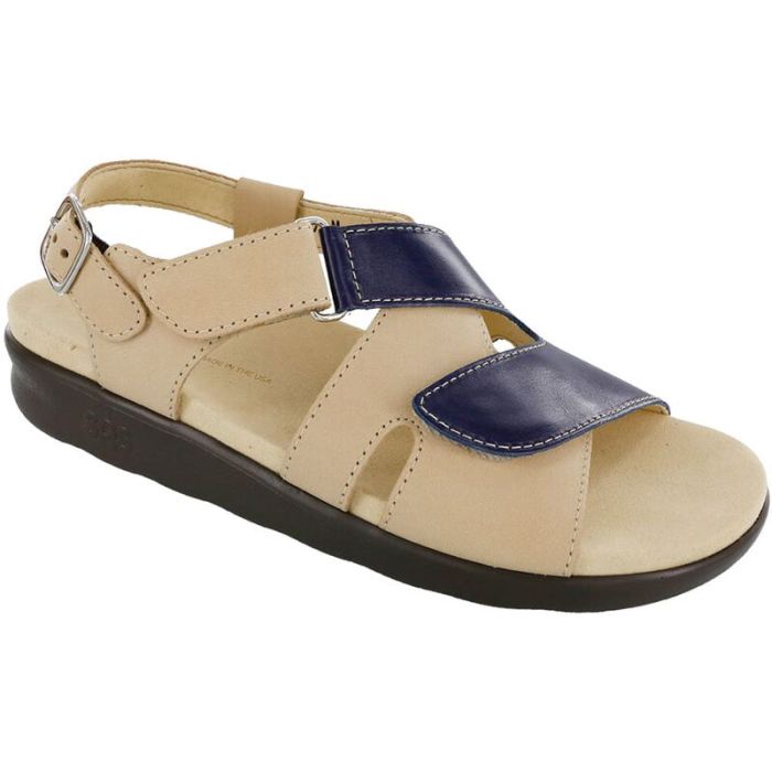 SAS Women's Huggy Cross Strap Sandal-Blue / Taupe