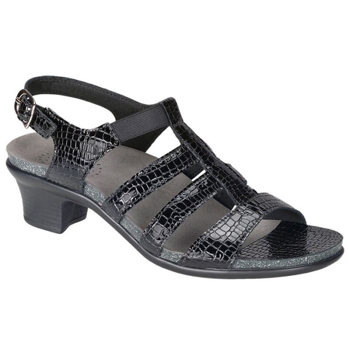SAS Women's Allegro Heel Strap Sandal-Black Croc