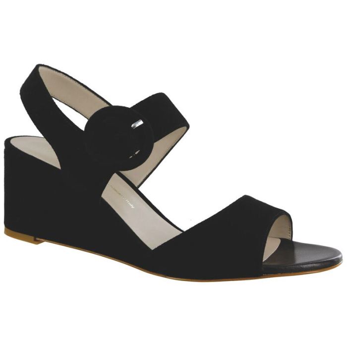 SAS Women's Carine Quarter Strap Wedge Sandal-Black Suede