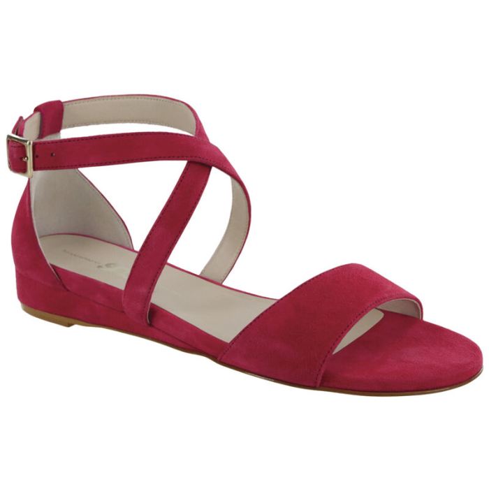 SAS Women's Simone Cross Strap Wedge Sandal-Suede Fuchsia