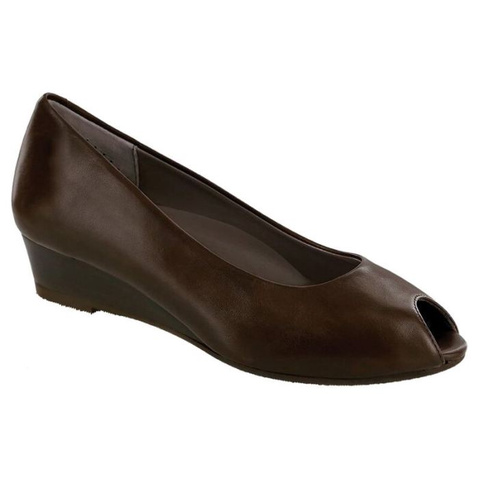 SAS Women's Scarlett Peep Toe Wedge-Brown