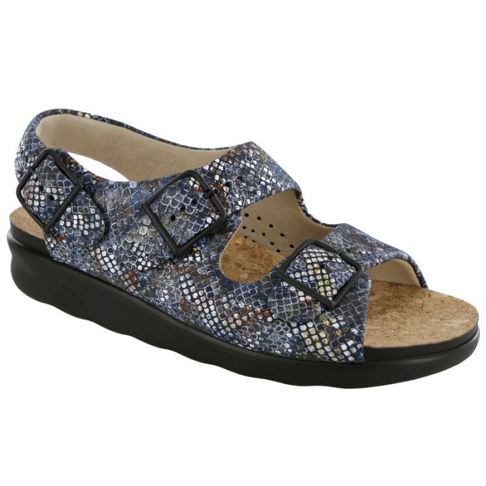 SAS Women's Relaxed Heel Strap Sandal-Multisnake Navy