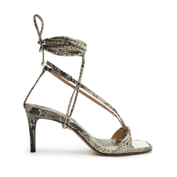 Schutz | Vikki Lo Snake-Embossed Leather Sandal-Natural Snake