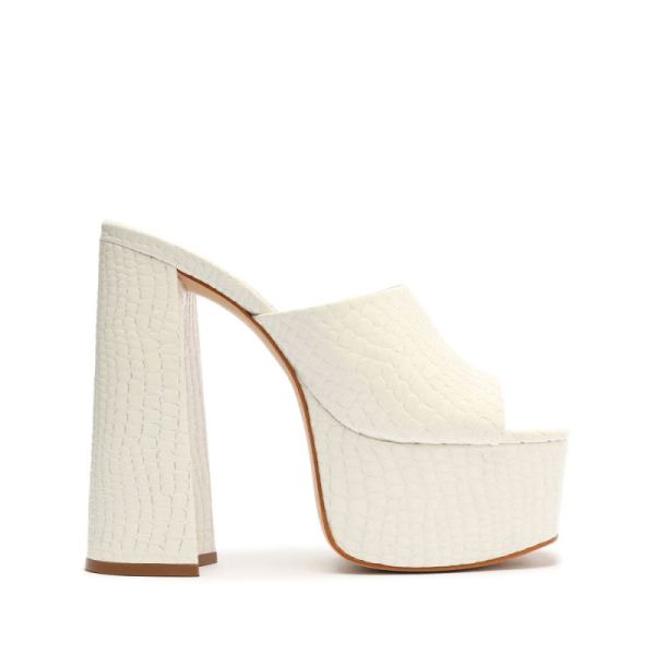 Schutz | Darah Crocodile-Embossed Leather Sandal-White