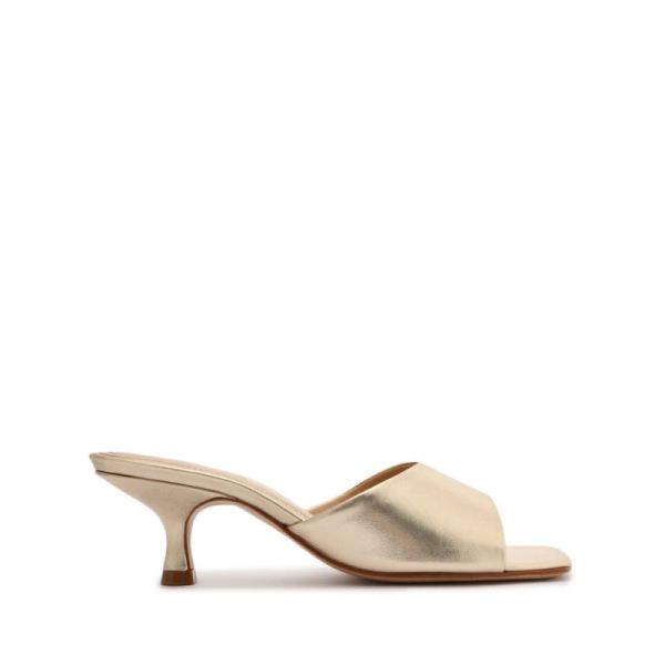Schutz | Dethalia Metallic Leather Sandal-Platina Gold
