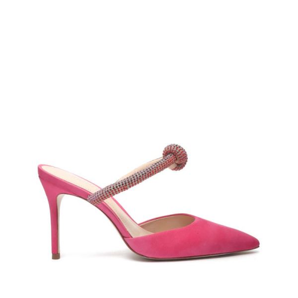 Schutz | Lou Leather Pump in White | Pointed Toe Shoe -Pink