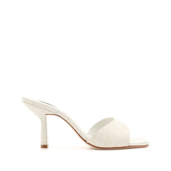 Schutz | Posseni Sandal in Crocodile Effect Leather -Pearl