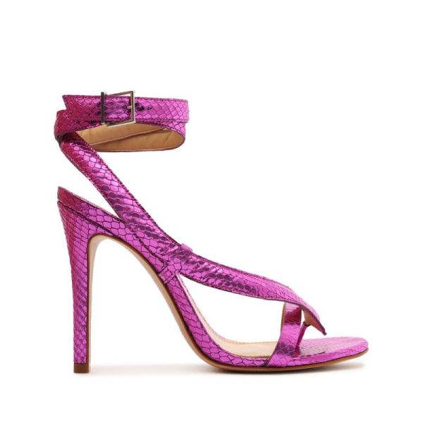 Schutz | Courtney High Metallic Sandal-Bright Violet