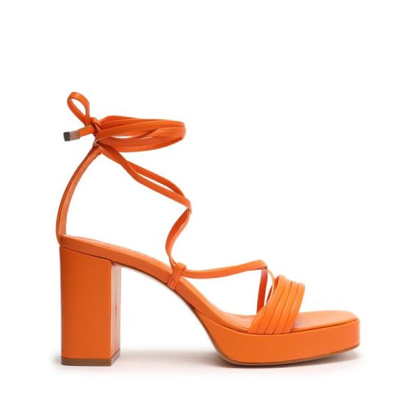 Schutz | Glenna Platform Leather Sandal-Bright Tangerine