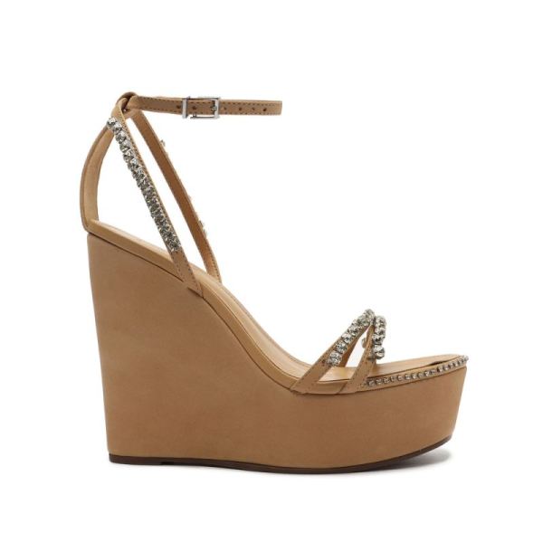 Schutz | Loule Nubuck Wedge Sandal-Light Nude