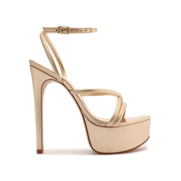 Schutz | Zila Metallic Leather Sandal-Gold