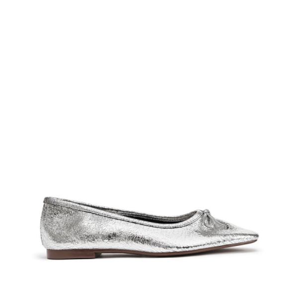 Schutz | Arissa Ballet Flat with Bow Tie Detail in Metallic -Silver