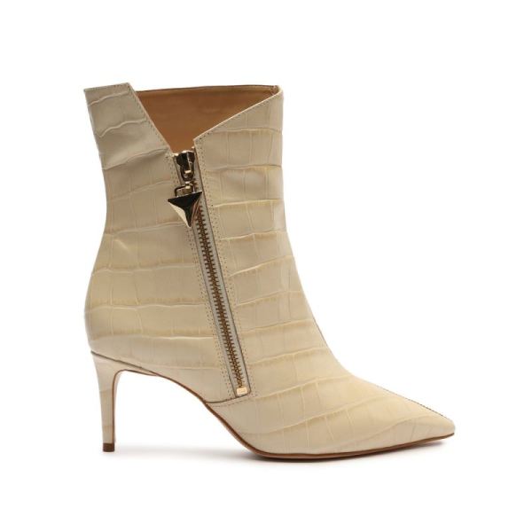 Schutz | Van Crocodile-Embossed Leather Bootie-Eggshell