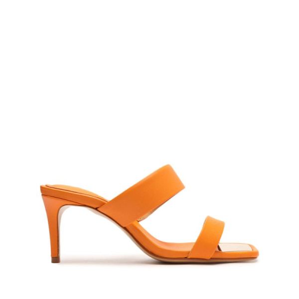 Schutz | Aruana Nappa Leather Sandal-Bright Tangerine