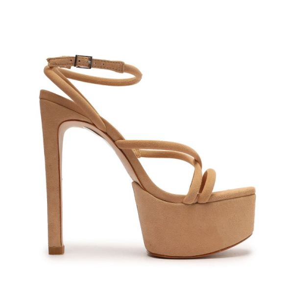 Schutz | Zilla Suede Sandal-Honey Beige