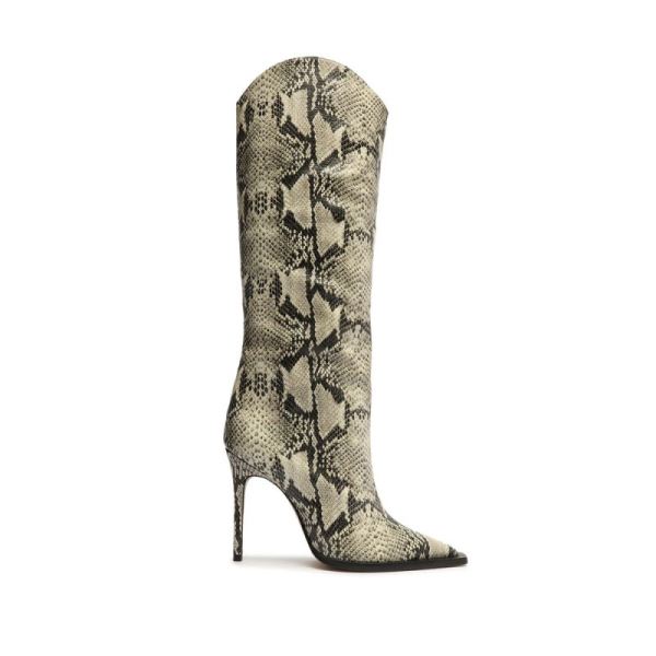 Schutz | Maryana Welt Snake-Embossed Leather Boot-Natural Snake