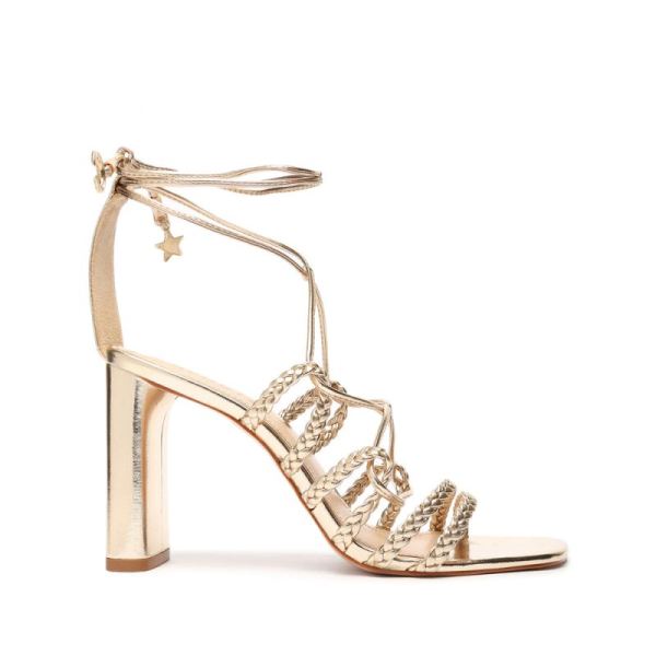 Schutz | Lunah Metallic Nappa Leather Sandal-Gold