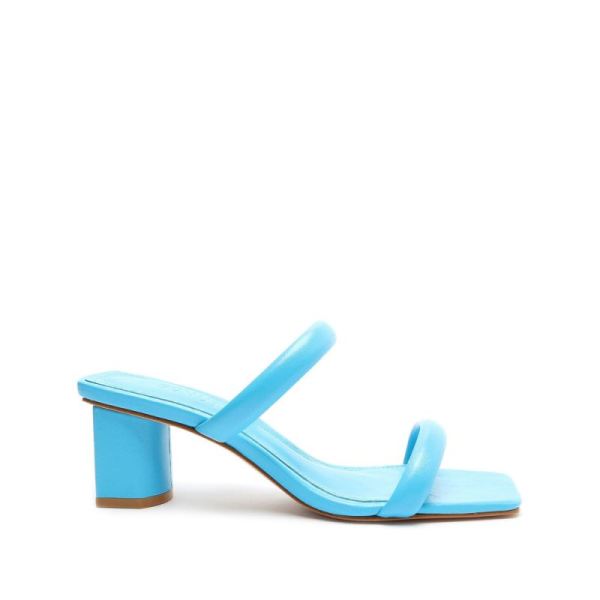 Schutz | Ully Lo Leather Sandal: Minimal Leather Silhouette -True Blue