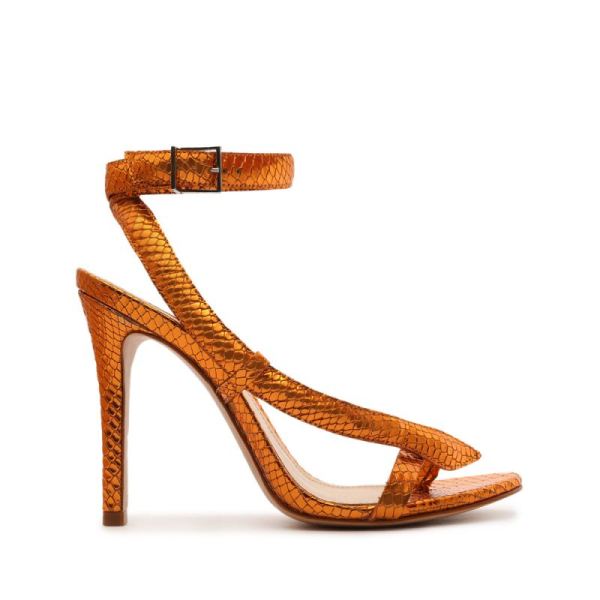 Schutz | Courtney High Metallic Sandal-Orange