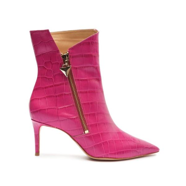 Schutz | Van Crocodile-Embossed Leather Bootie-Very Pink
