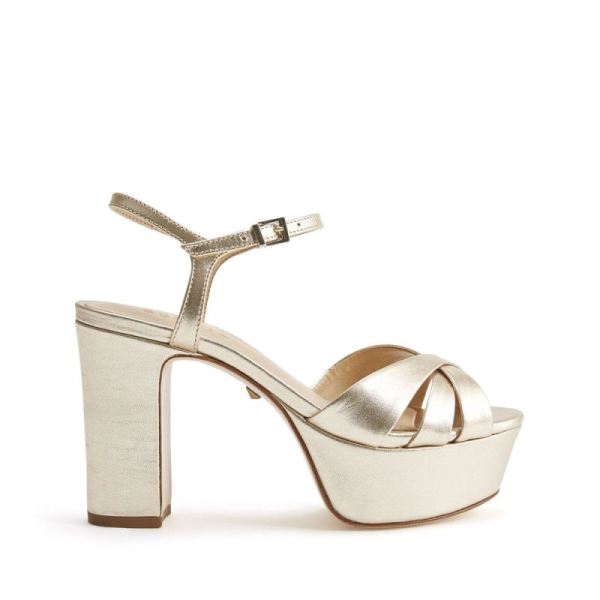 Schutz | Keefa Sandal: Disco Glamour Shoe -Platina Gold