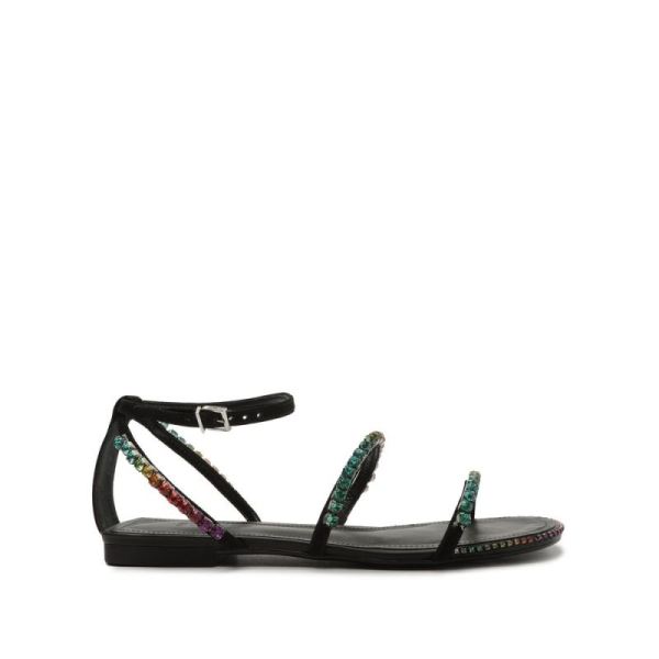 Schutz | Loule Nubuck Flat Sandal-Black