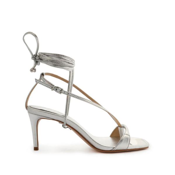 Schutz | Vikki Lo Metallic Leather Sandal-Silver