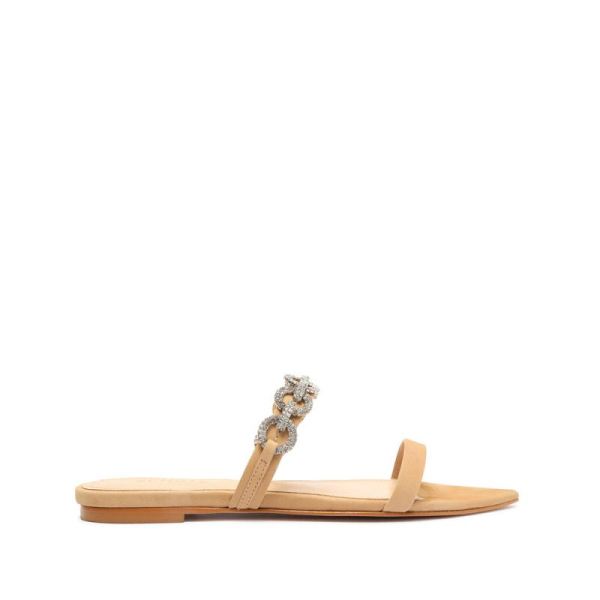 Schutz | Elisah Nubuck Flat Sandal-Light Nude