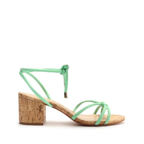 Schutz | Suzy Mid Block Leather Sandal-Deep Mint