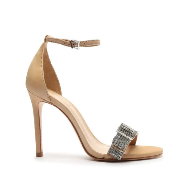 Schutz | Perlah Nubuck&Rhinestones Sandal-Light Nude