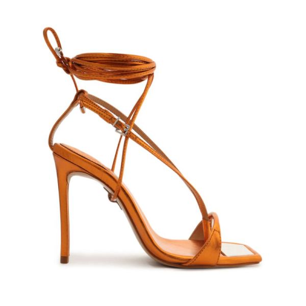 Schutz | Vikki Metallic Leather Sandal-Orange