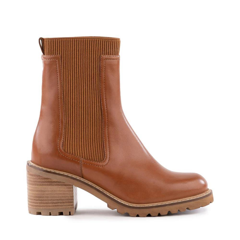 Free Delivery Seychelles | For Women | Far-Fetched Knit Boot-Cognac