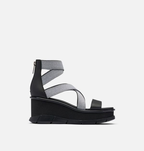 Sorel-Women's Joanie III Sport Strap Wedge Sandal-Black White