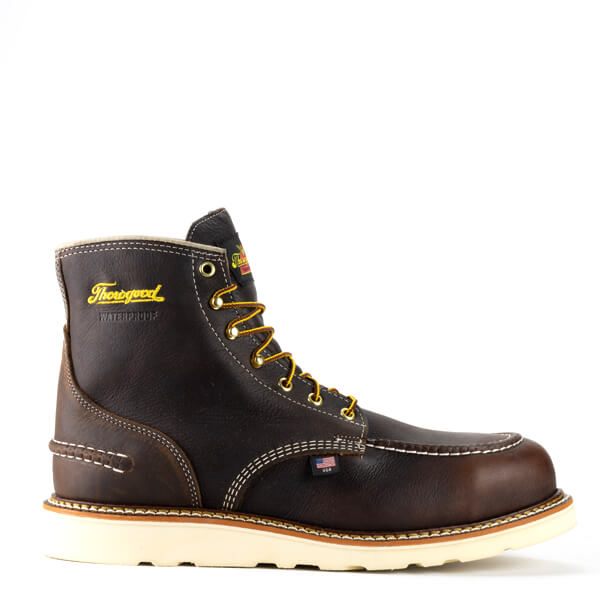 Thorogood Boots 1957 Series - Waterproof - 6" Briar Pitstop Moc Toe - MAXwear Wedge - Click Image to Close